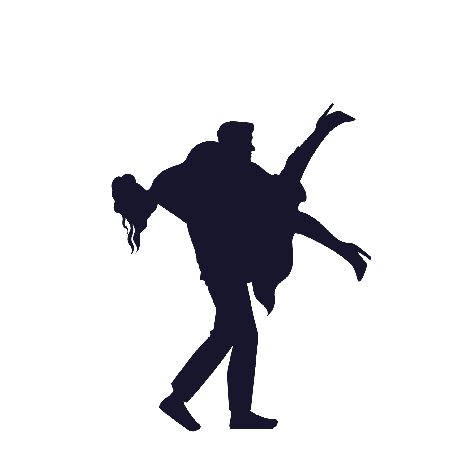 elegant black and white silhouette of a dancing couple