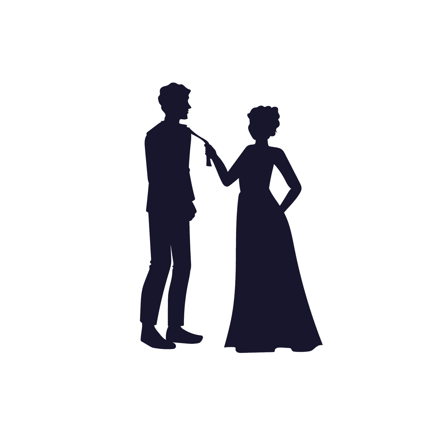 elegant black and white silhouette of a dancing couple