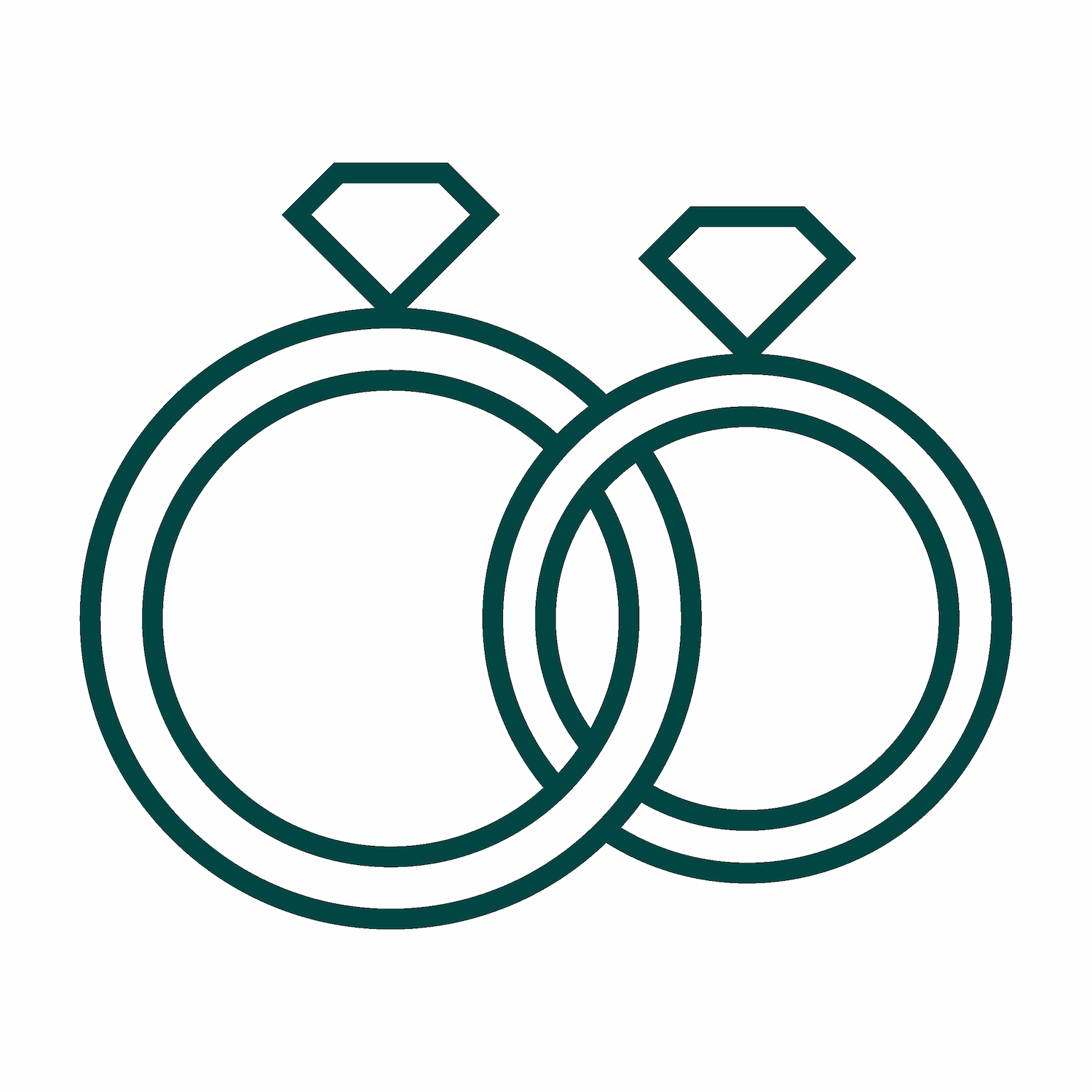 elegant line art wedding rings icon vector