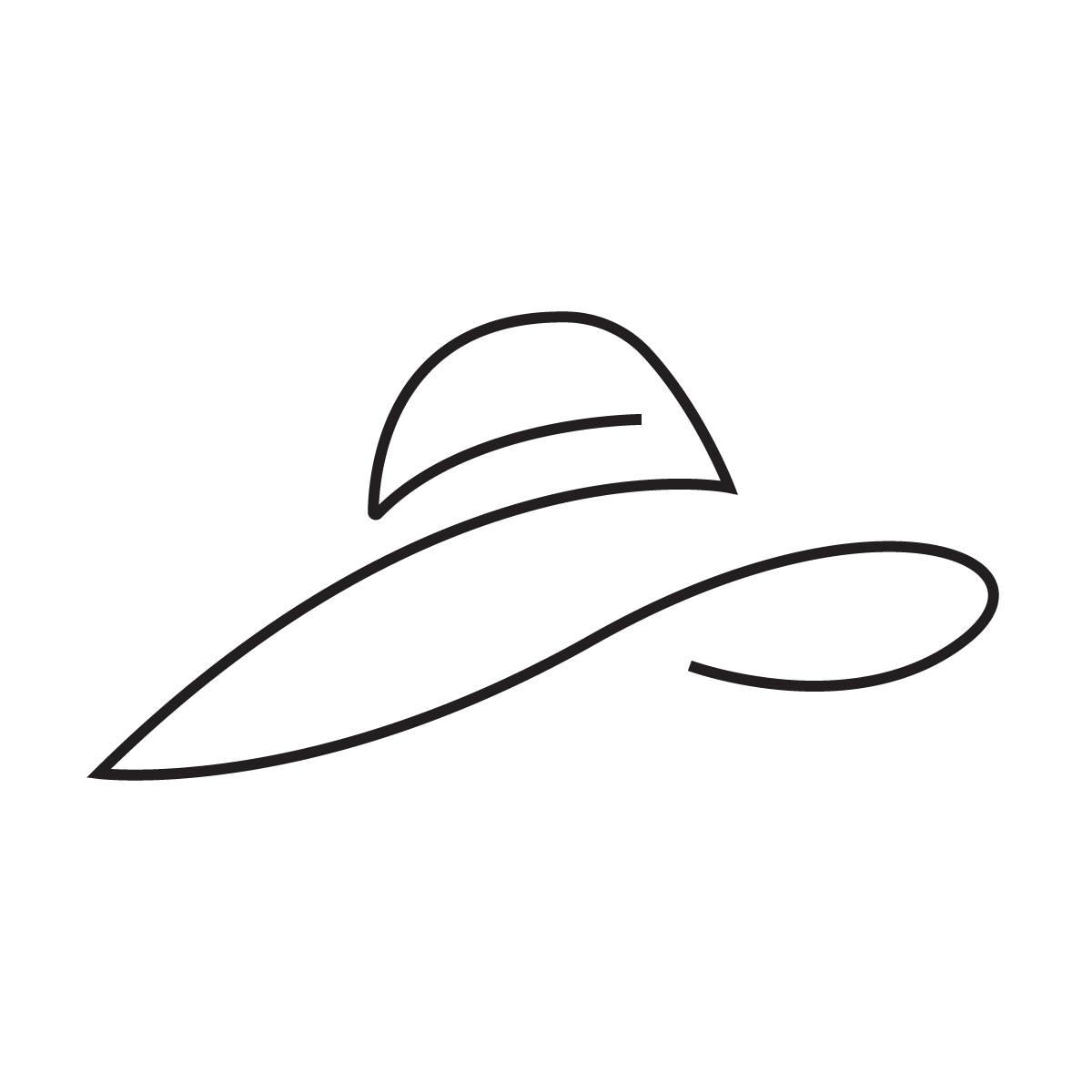 elegant sun hat line art silhouette design