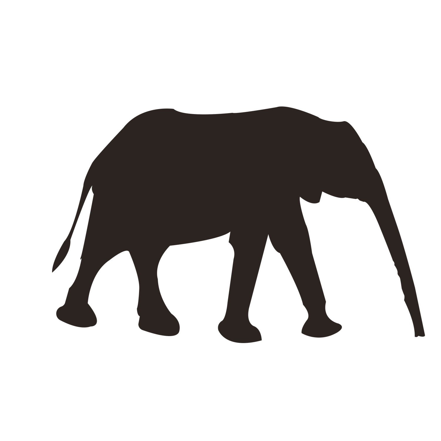 elegant brown elephant silhouette clipart for wildlife-themed projects and decor