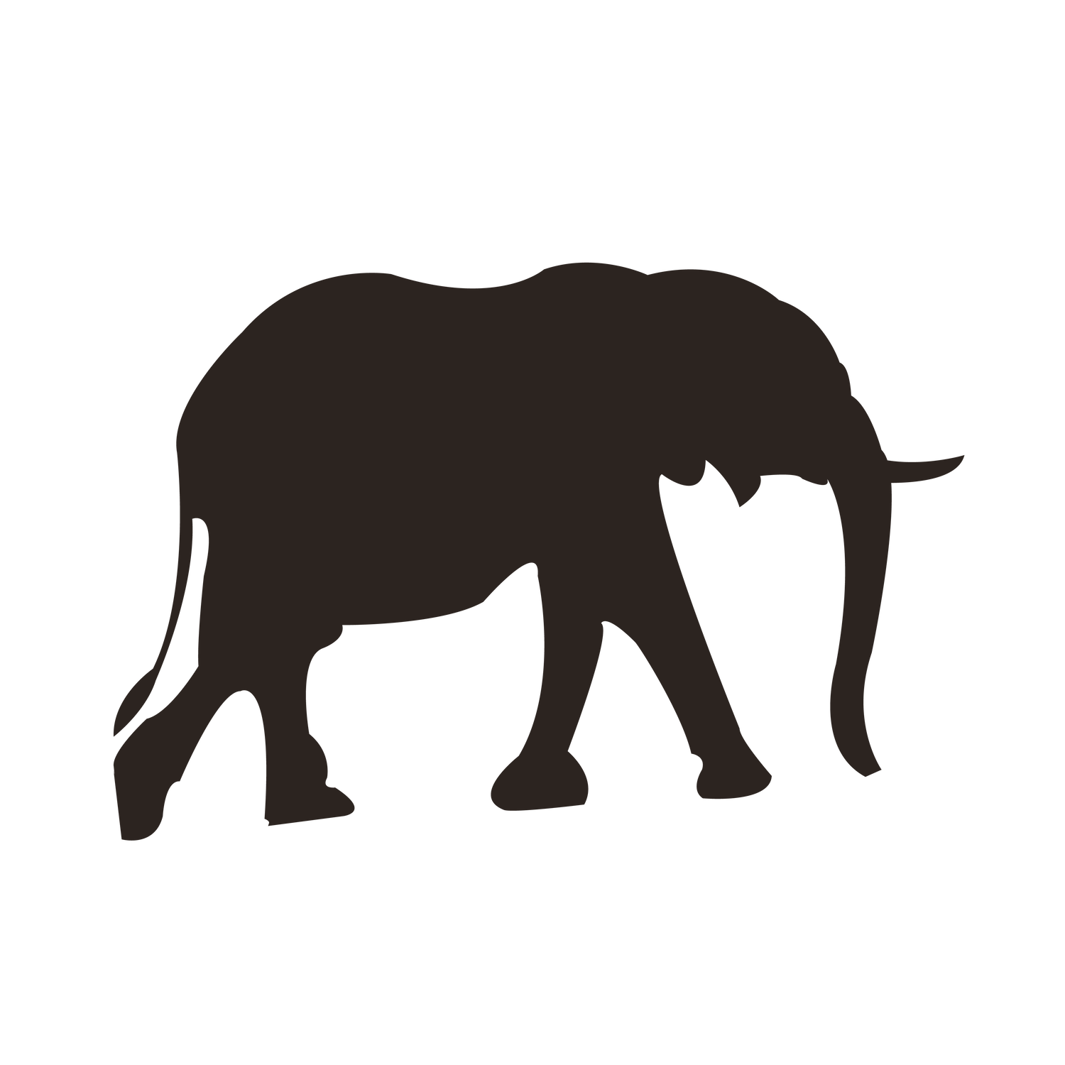 elegant brown elephant silhouette clipart for animal-themed projects and decorations