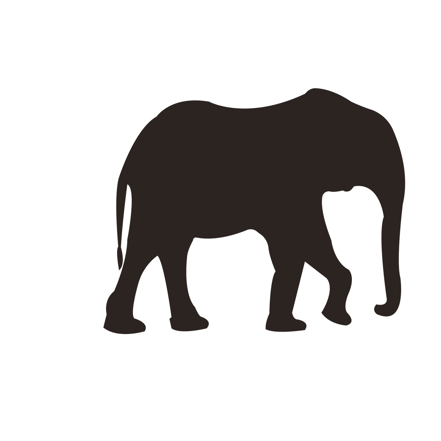 elegant brown elephant silhouette clipart perfect for wildlife-themed projects