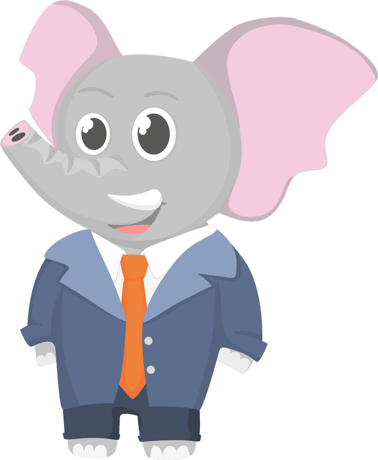 adorable baby elephant characters in playful business attire for fun learning activities