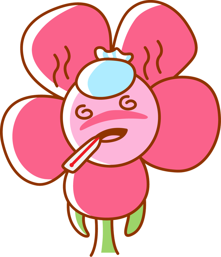 emoticon flower sticker element showcasing a cute and quirky sick flower character