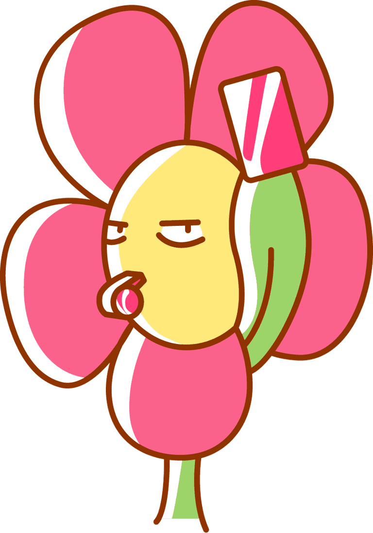 emoticon flower sticker element for playful communication and social media expression