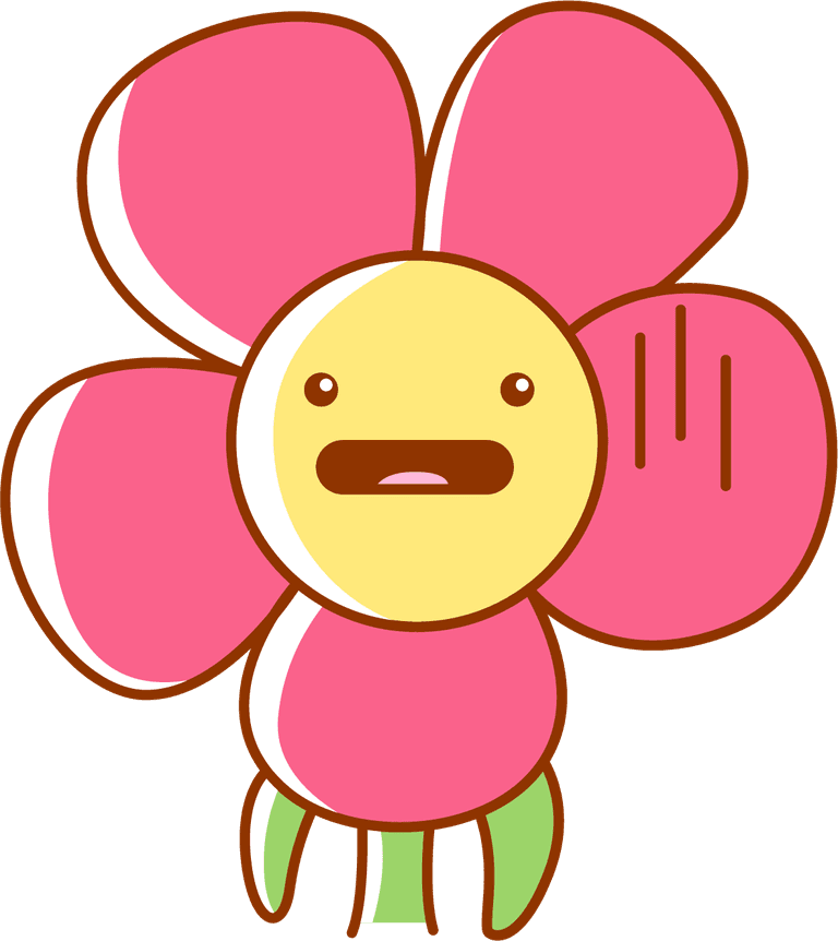 emoticon flower sticker element with cute character expression for brightening up any message