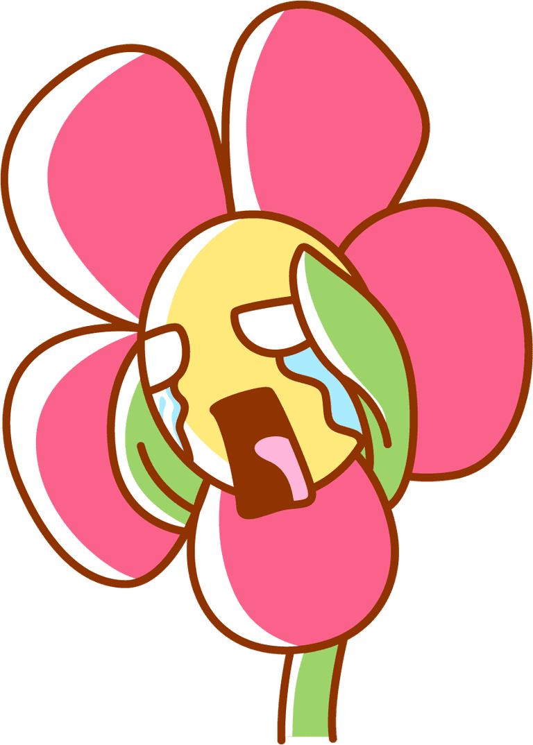 emoticon flower sticker element for cheerful messaging and fun decoration use cases