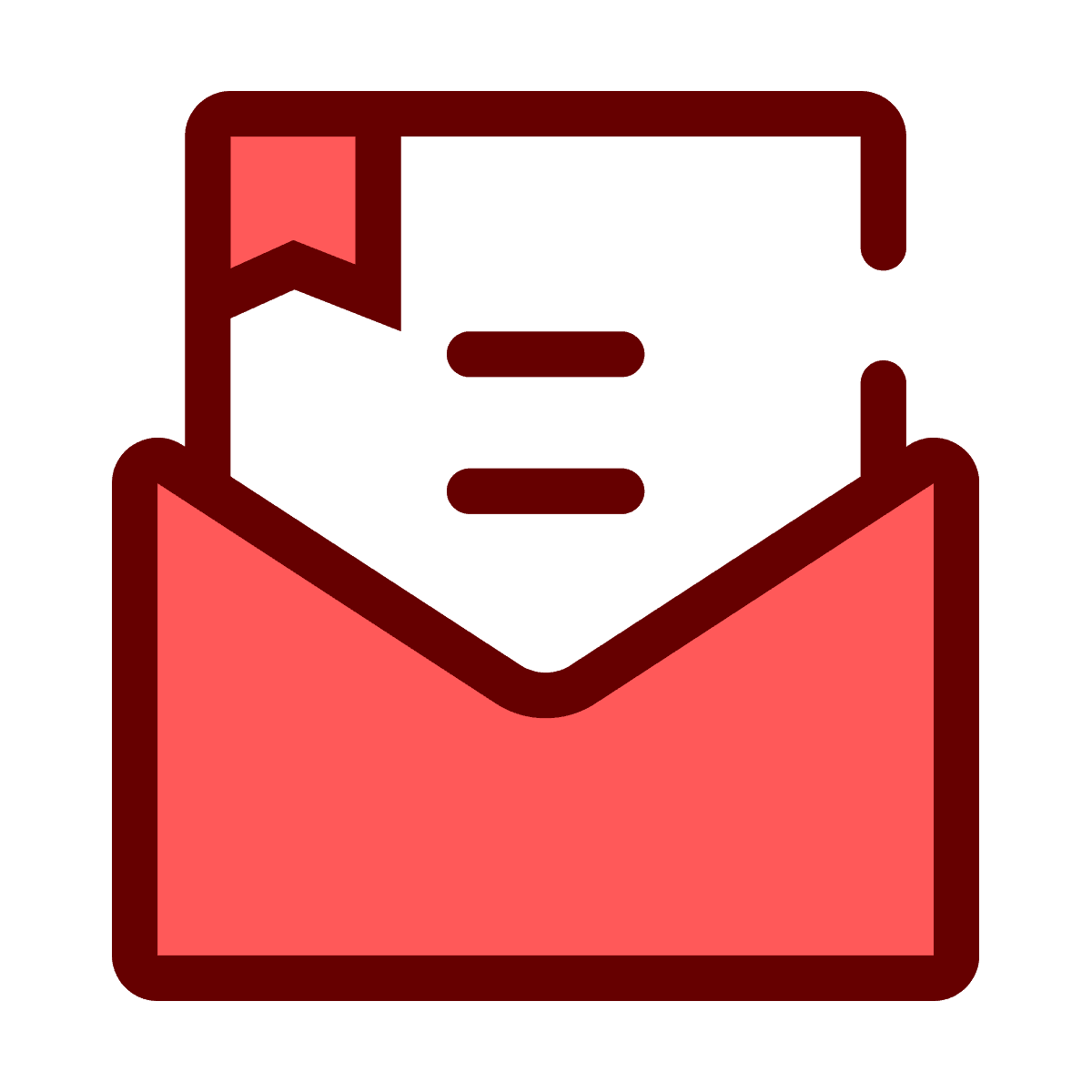 simple flat icon of an open envelope with a letter for communication