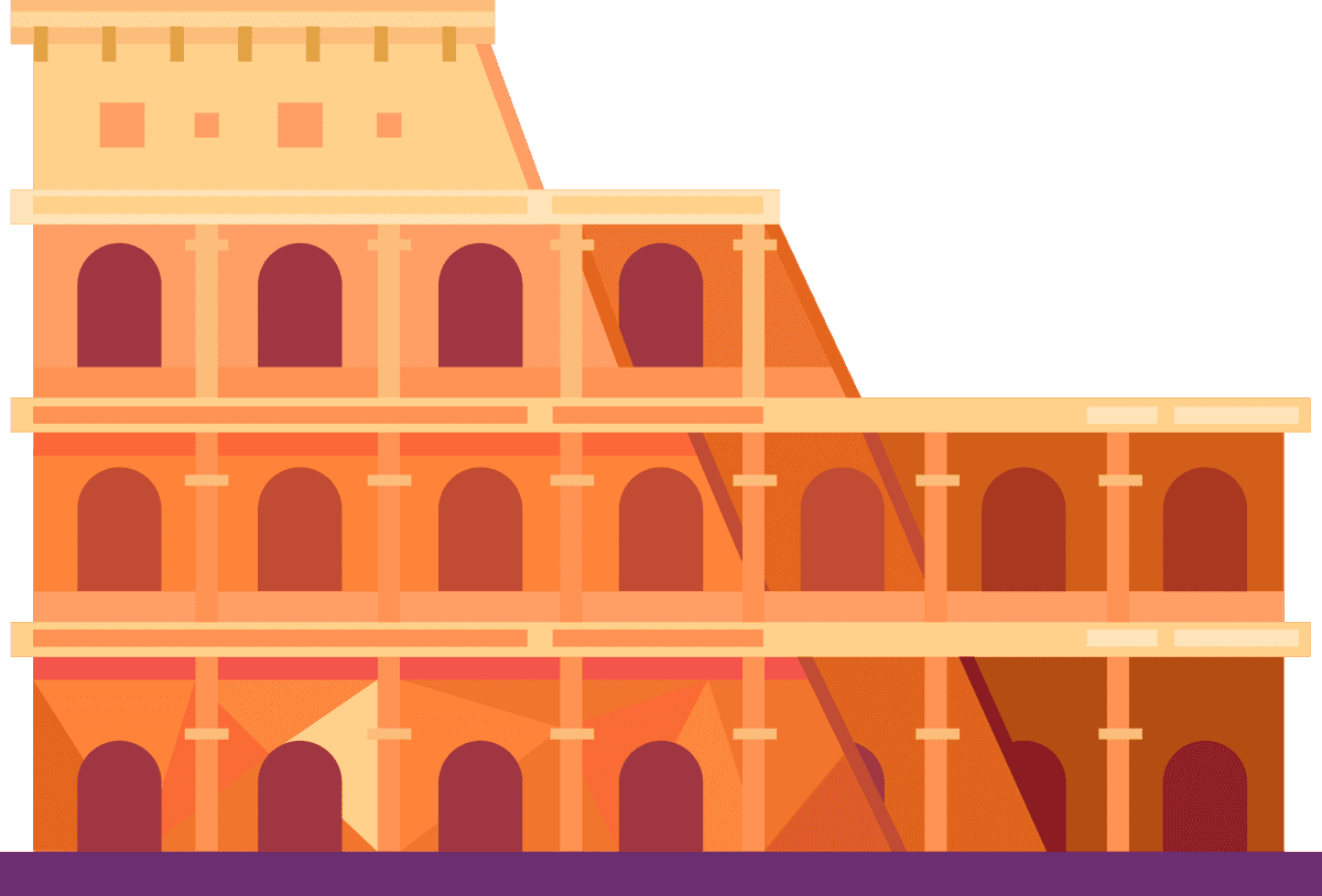 europe landmark infographic elements showcasing the iconic colosseum in vibrant colors