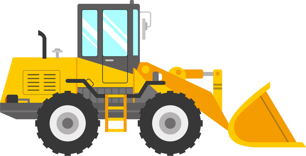excavator construction site work illustration with machine and workers