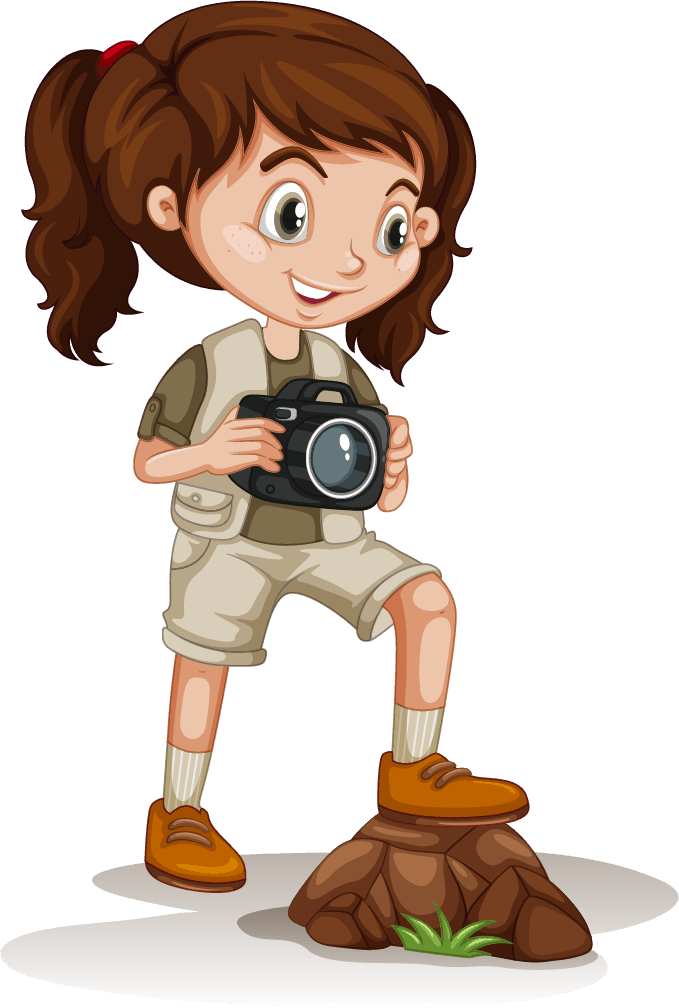explorer multicultural scout with globe capturing adventures in vibrant nature