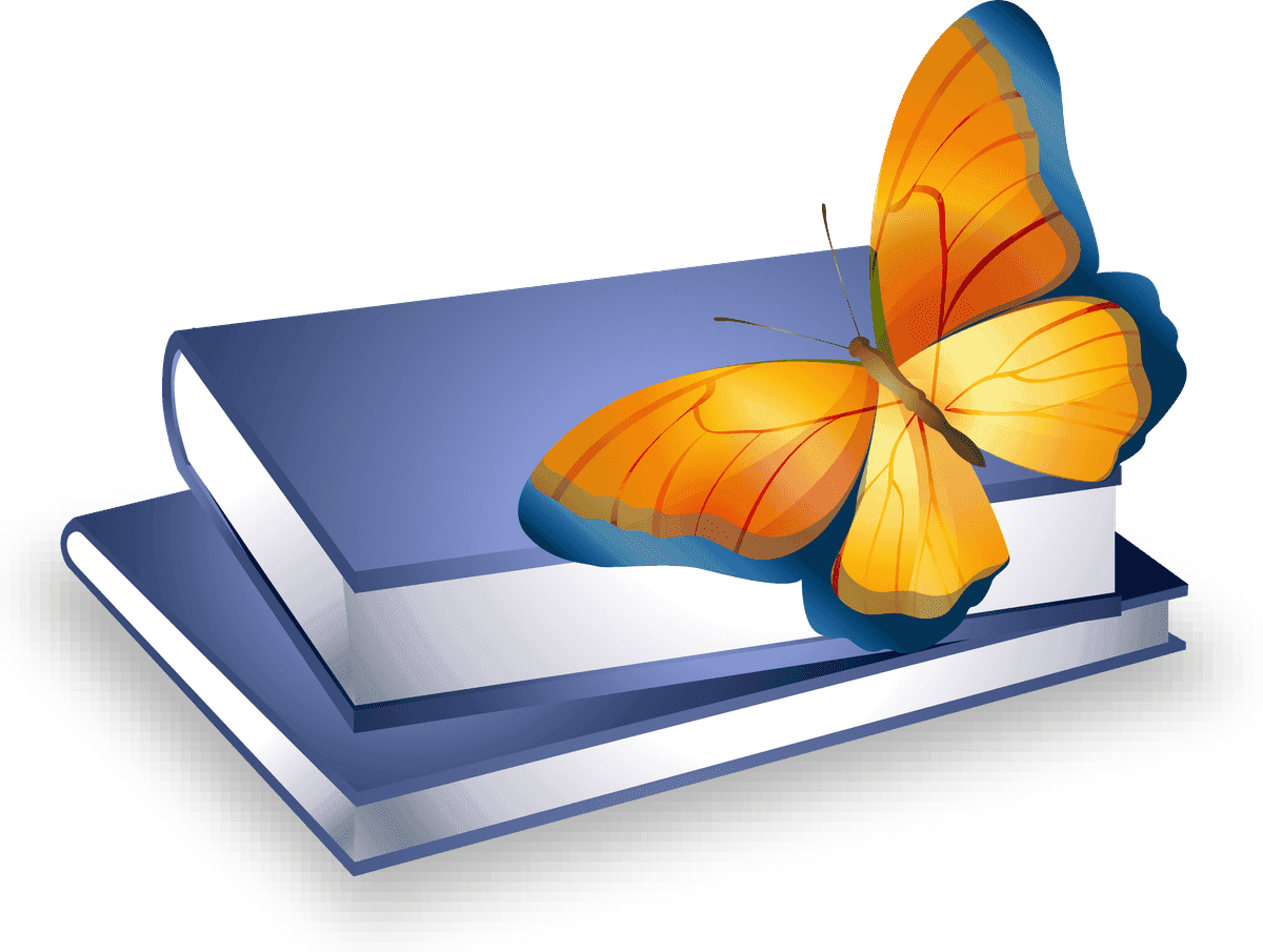 exquisite commercial icon vector of butterfly resting on stacked books for educational use