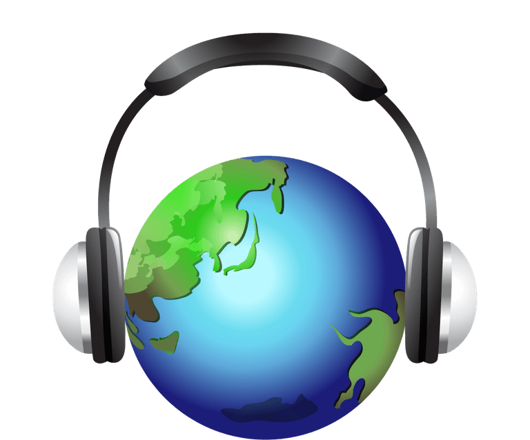 exquisite commercial icon vector for global music streaming with headphones over earth