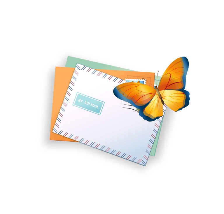 exquisite commercial icon vector showcasing vibrant butterfly with colorful envelopes for communication