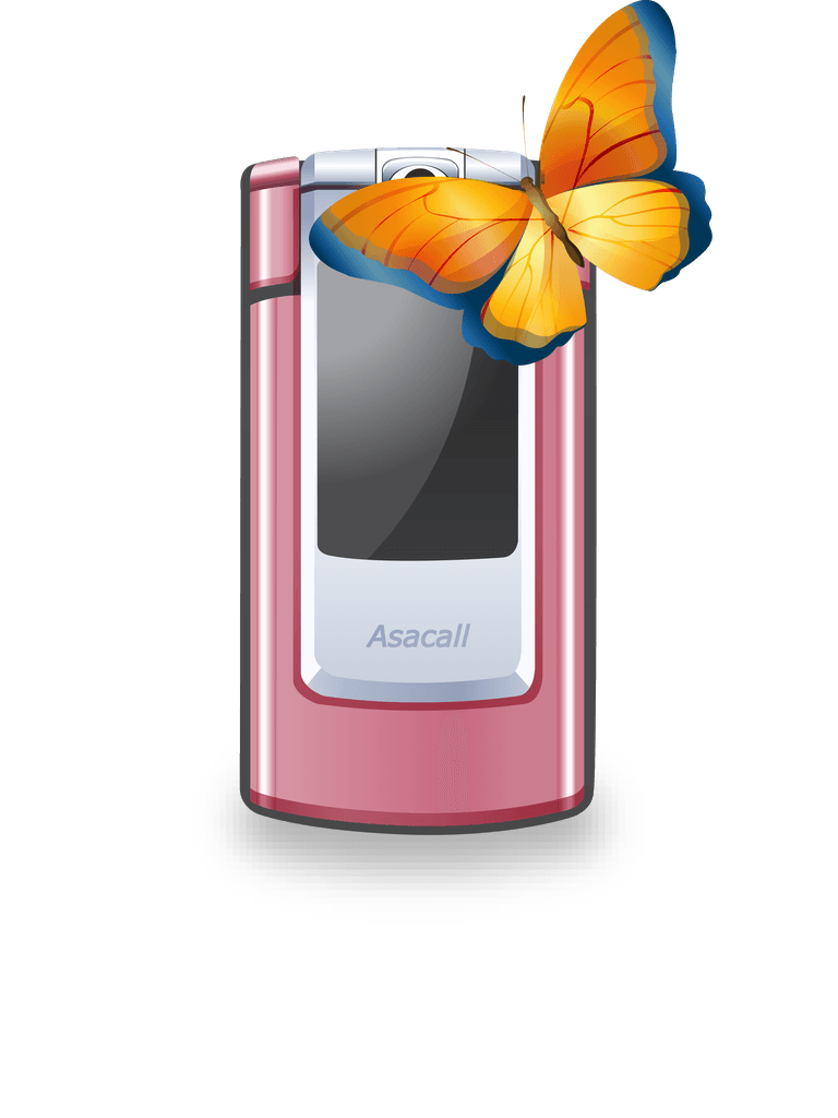 exquisite commercial icon vector featuring a stylish pink mobile phone with a vibrant butterfly