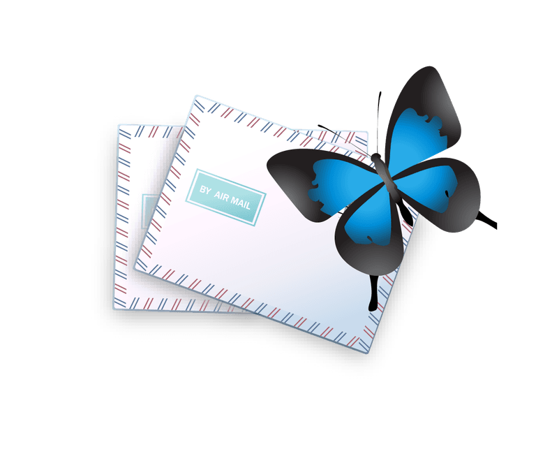 exquisite commercial icon vector featuring air mail envelopes with a colorful butterfly accent