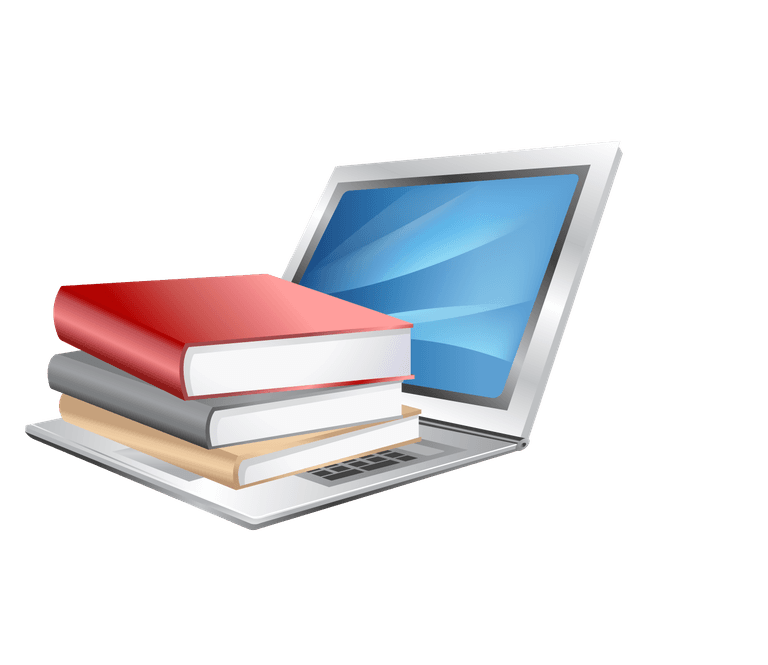 exquisite commercial icon vector for online learning with modern laptop and stacked books