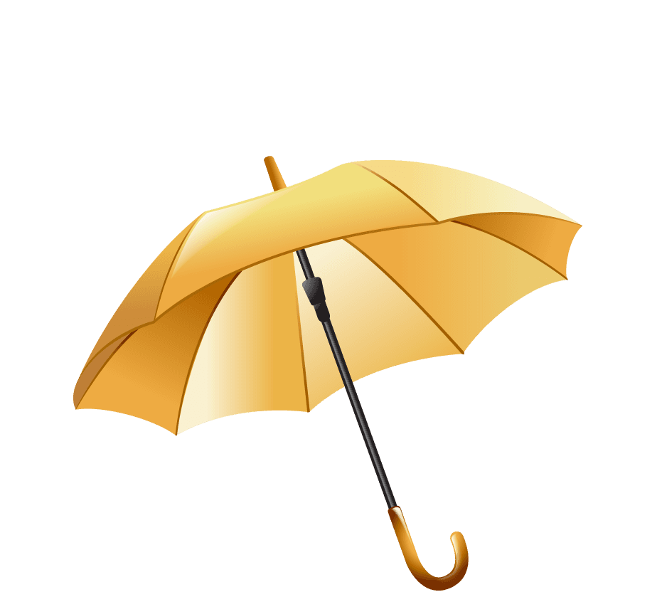 exquisite commercial icon vector of an elegant golden umbrella for protection from rain