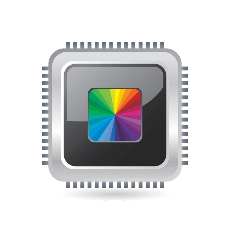 exquisite technology icon vector featuring a colorful processor for modern digital applications