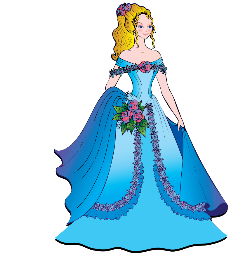 fairy beautiful princess vector wearing a stunning blue gown with floral accents