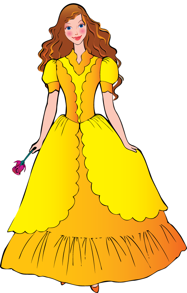 fairy beautiful princess vector in vibrant yellow dress for enchanting stories and illustrations