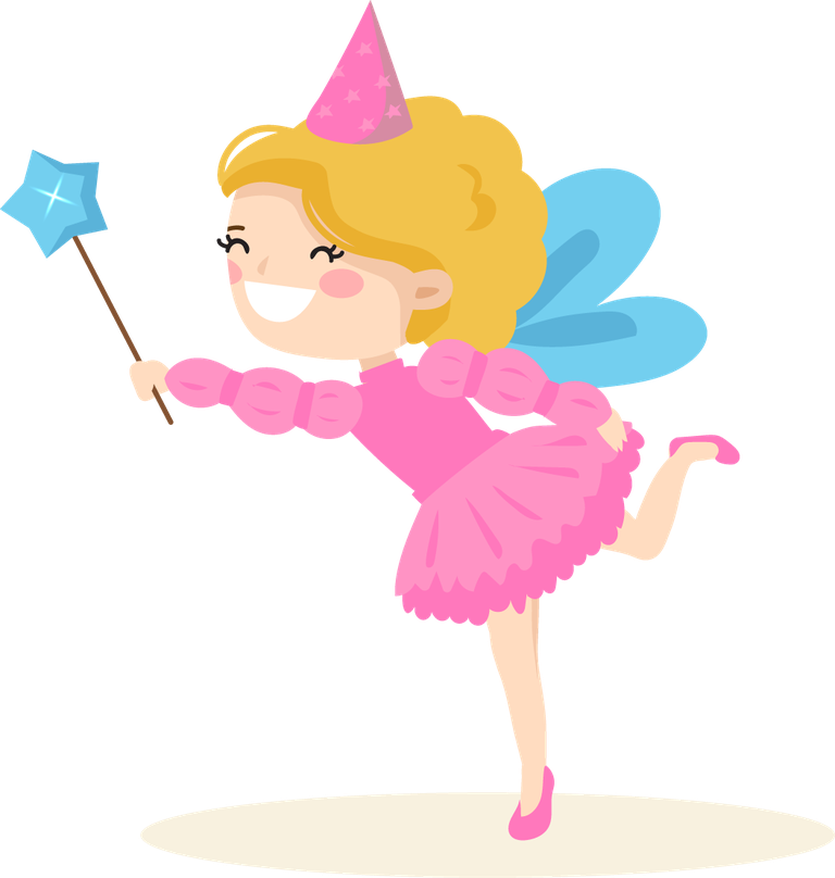 fairy set fairytale characters featuring a joyful fairy with magical wand for children's decorations