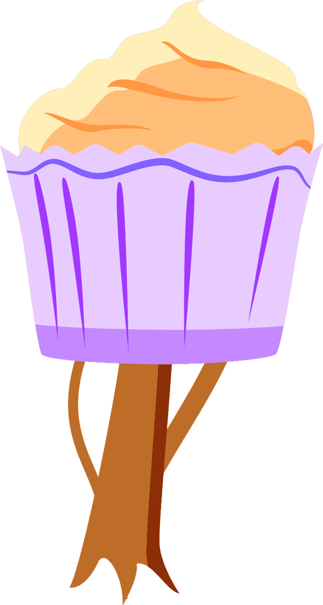 fairytale candyland items illustration featuring a whimsical cupcake design with colorful frosting