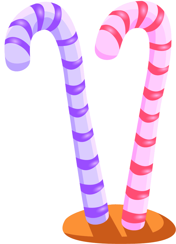 fairytale candyland items illustration featuring colorful candy canes for festive decorations