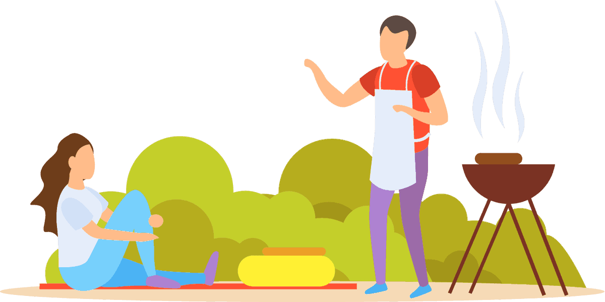 flat style family activities illustration of outdoor barbecue moments with loved ones