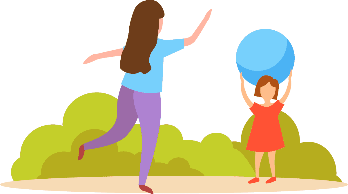 flat style family activities illustration showcasing playful moments between children and parents outdoors