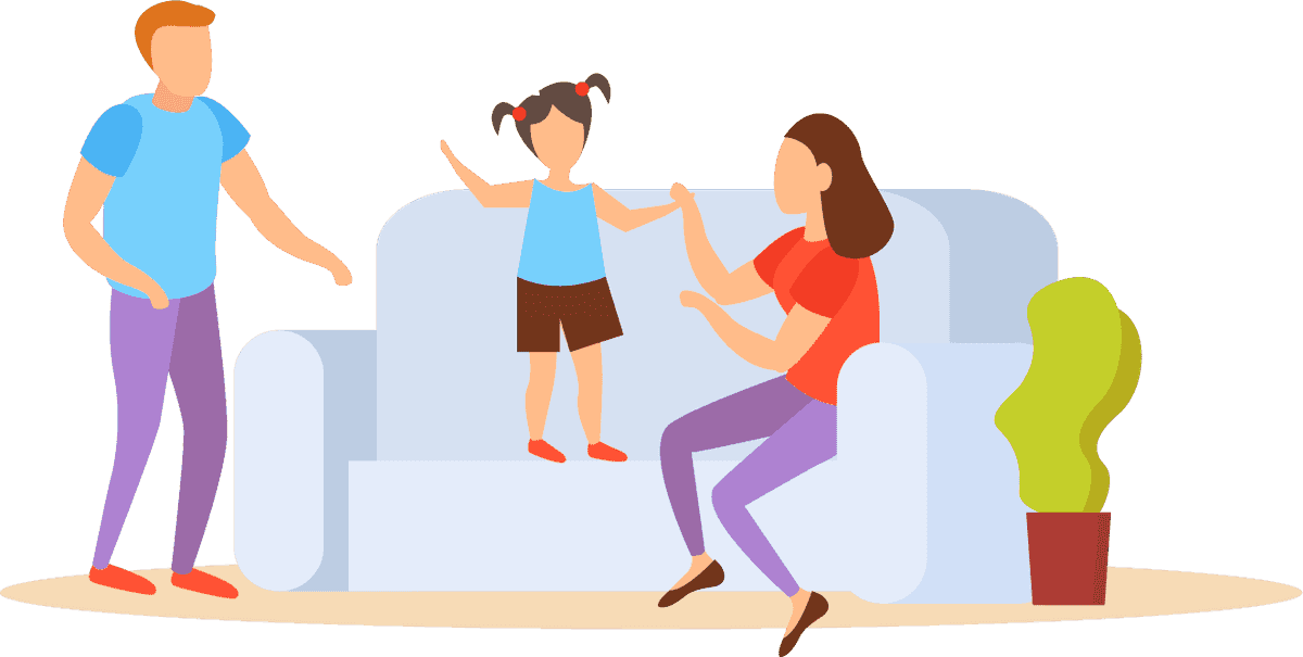 flat style family activities illustration featuring joyful moments at home and parenting fun