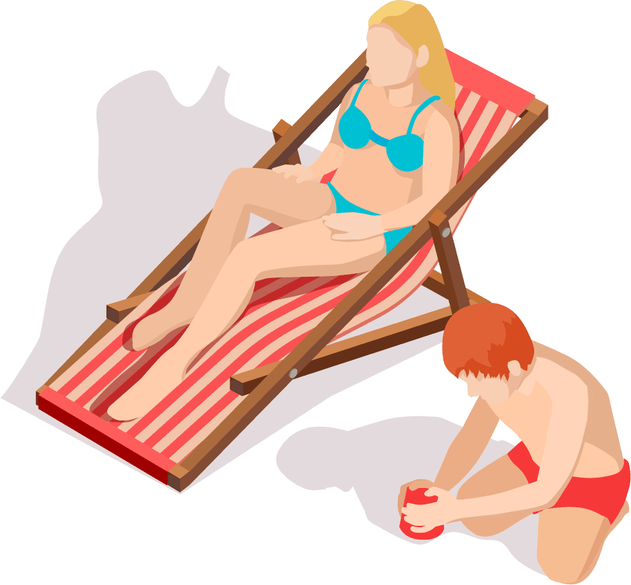 isometric family activities illustration with shadow