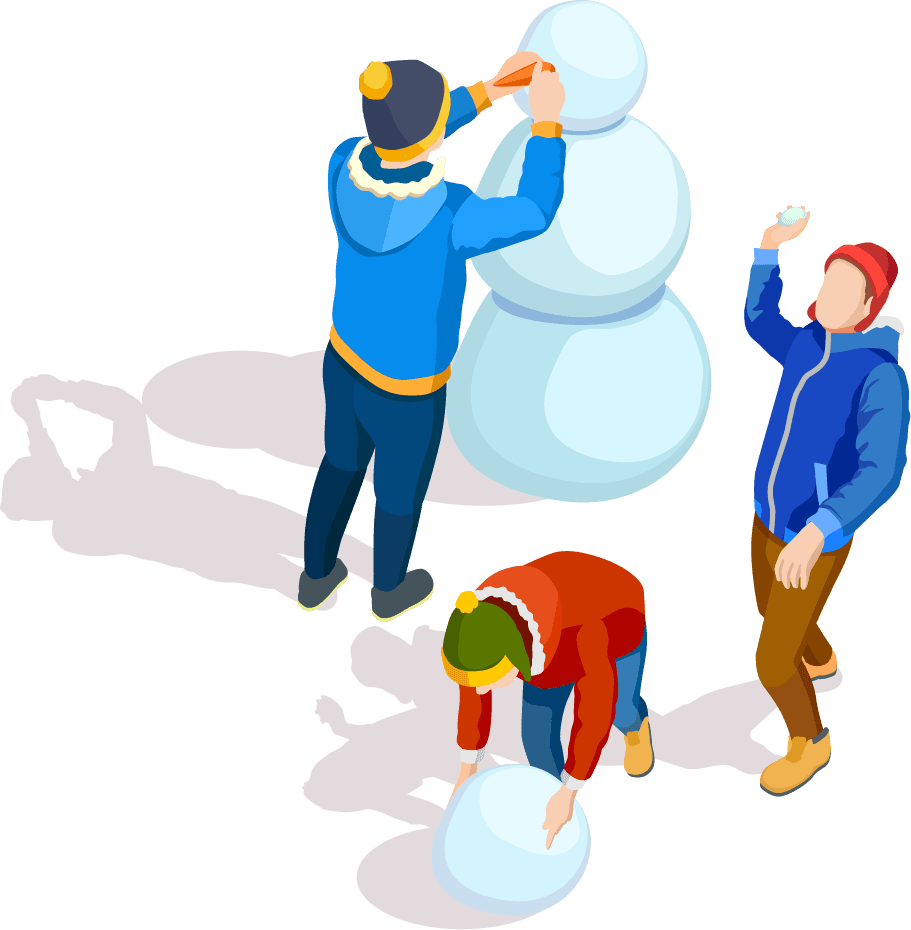 isometric family activities illustration with shadow