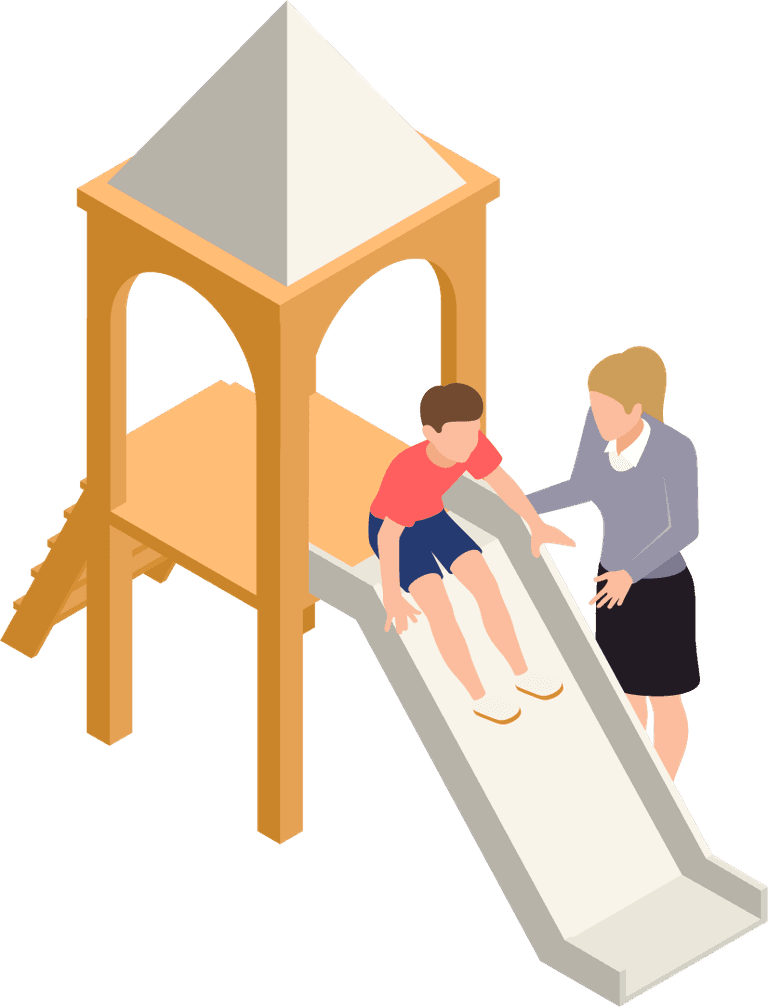 family playing isometric icons with parents children isolated