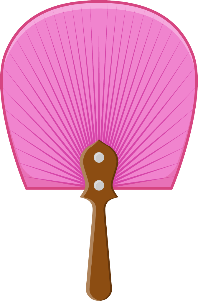 fan korean icons collection featuring traditional hand fan in vibrant pink color