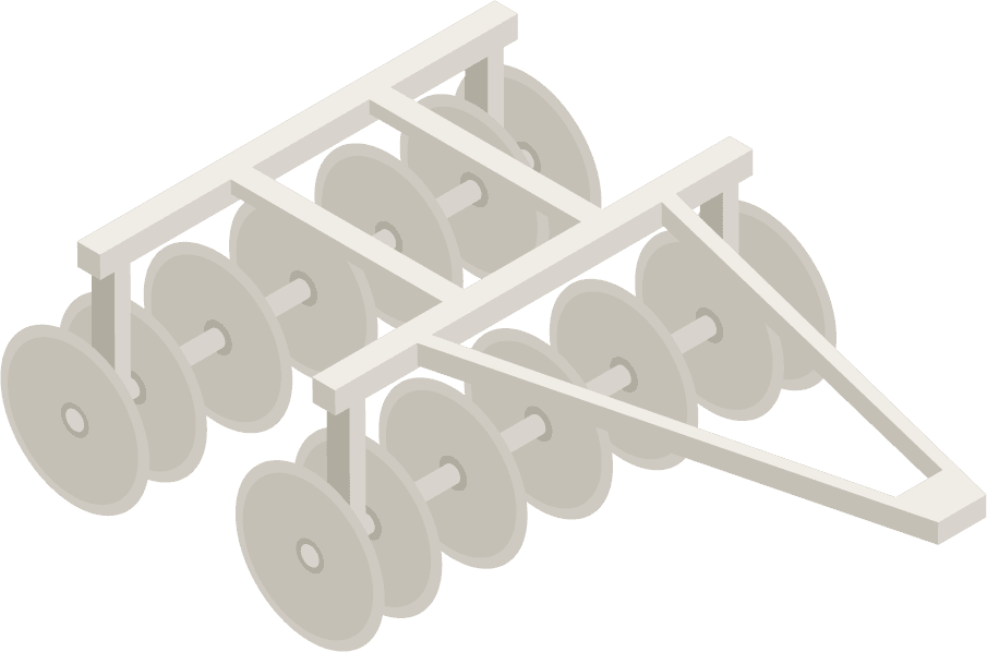 isometric farm garden machinery for efficient crop cultivation and soil preparation