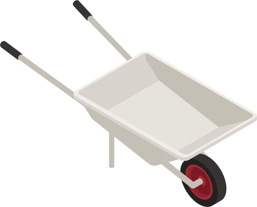 isometric farm garden machinery featuring a detailed wheelbarrow for efficient outdoor tasks