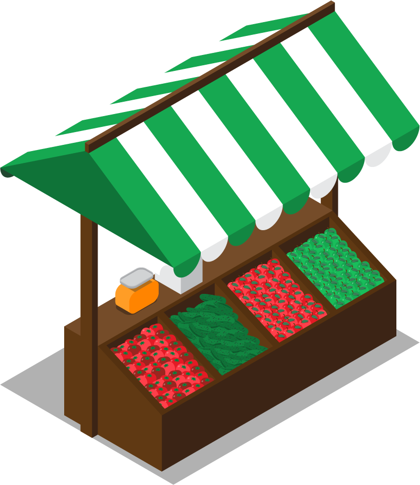 isometric farm market stall illustration