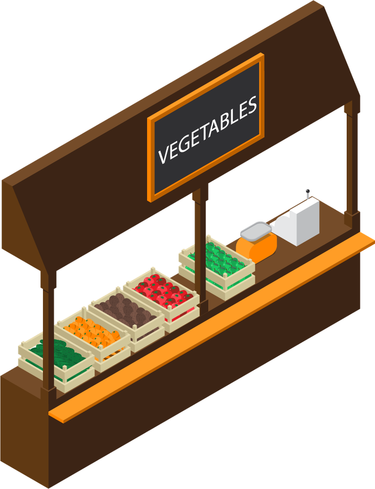 isometric farm market stall illustration