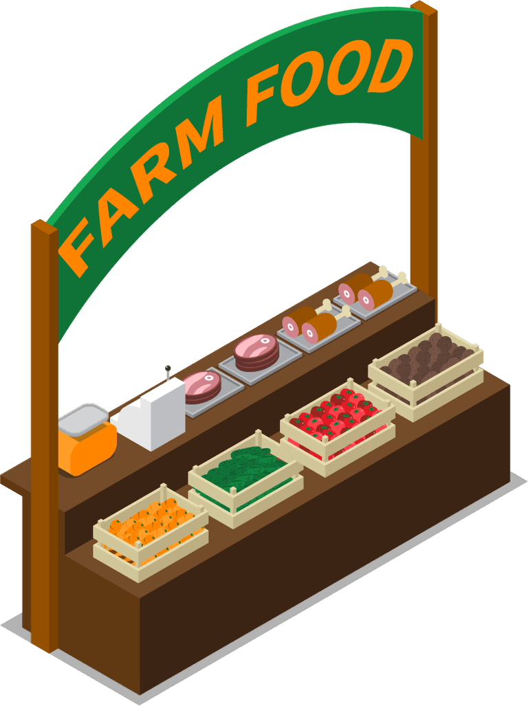 isometric farm market stall illustration