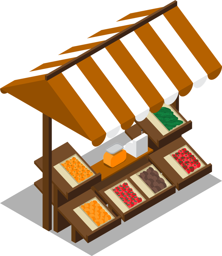 isometric farm market stall illustration