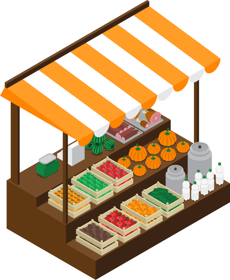 isometric farm market stall illustration