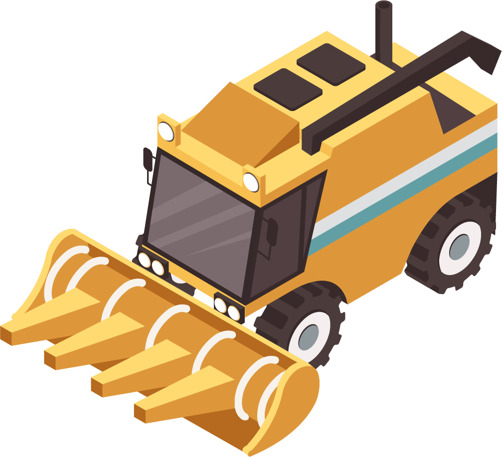 isometric farm vehicles and agricultural machinery