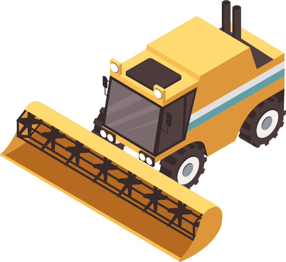 isometric farm vehicles and agricultural machinery