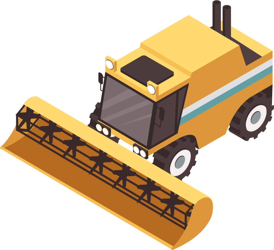 isometric farm vehicles and agricultural machinery