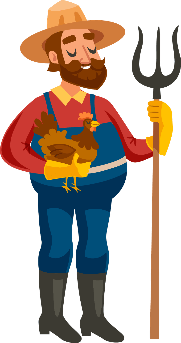 farmer poultry farm elements set