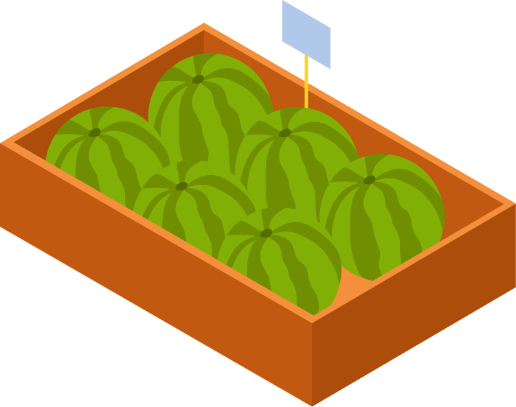 Isometric marketplace with farmers selling fresh meat fruit vegetables