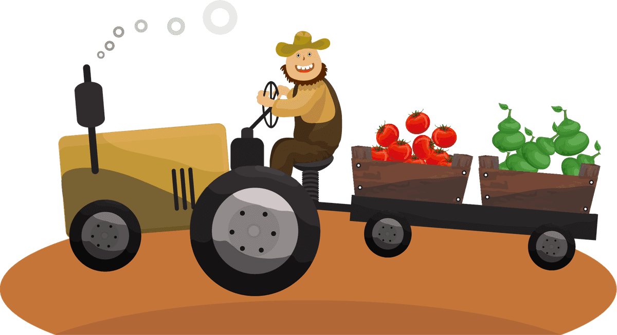 farming icons colored cartoon sketch