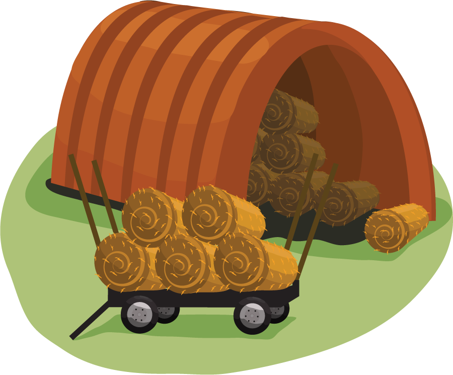 farming icons colored cartoon sketch featuring hay bales and barn for agricultural themes